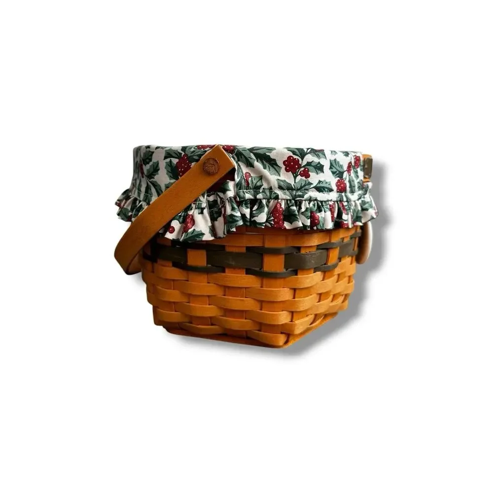 Longaberger Christmas Collection 1997 Snowflake Basket Liner Protector Tie on